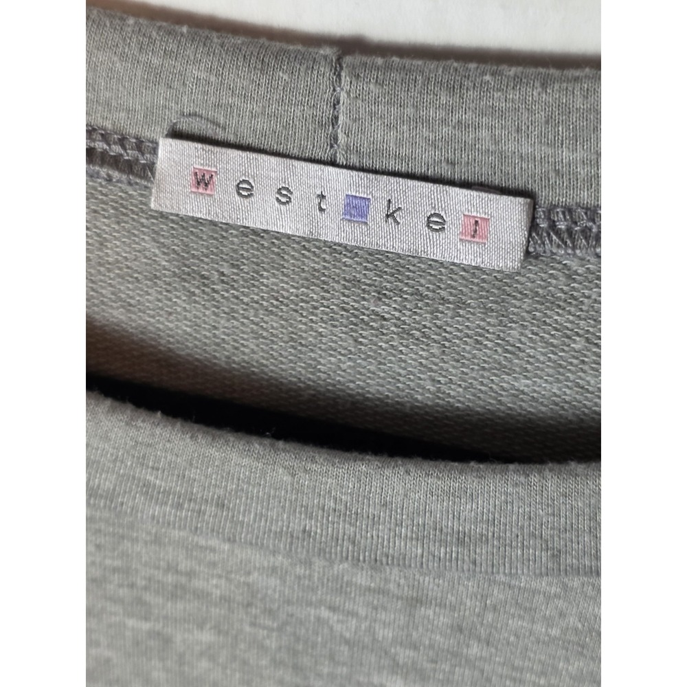 West Kei Gray Floral Embroidered Raglan Crewneck Pullover Sweatshirt M TU37035 - Picture 2 of 10